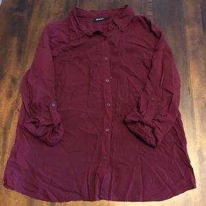 Burgundy button down top